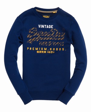 Superdry Premium Goods Racer Lite Crew Férfi Pulóver Kék | NJIFV1894